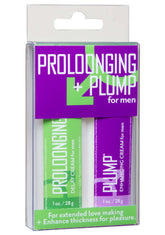 Doc Johnson Prolonging and Plump Cream for Men 2 Pack Delay and Excite Sprays